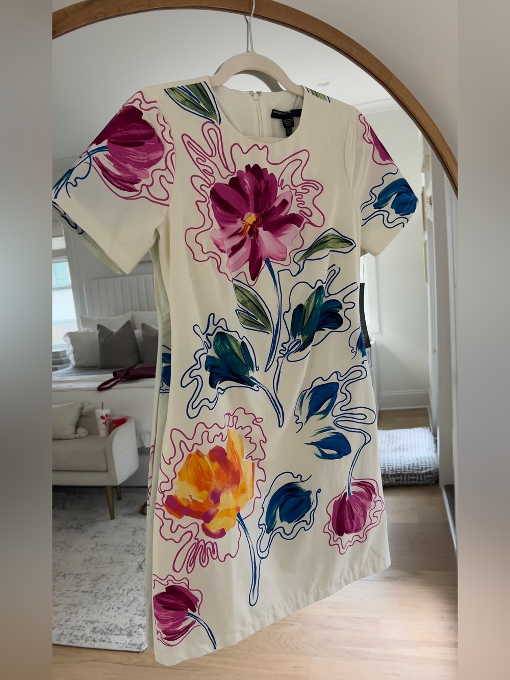 Maggy London Honor White Mini Dress with Multicolor Floral Print - NWT - Picture 9 of 13